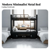 Steel Bunk Bed High Weight Capacity Dormitory Bed Full-Length Guardrail Bedroom Furniture for Students, Adults Quarters, Dorm Room, Hostel