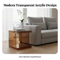Transparent Look 2-Tier C-Shaped End Table Modern design Storage Rack Multi-Functional Household Furniture multipurpose Use for Apartment Dwellers, Homeowners, Students, Living Room, Small Spaces, Home Office, Next to Sofa