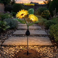 Imitation Silk Flowers Solar Bloom Stake Light Stainless Steel Solar Bloom Garden Stake Light