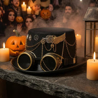Decorative Goggles Steampunk Top Hat Gear Motifs Costume Top Hat Chain Accents Dress-up Item Wing Ornament