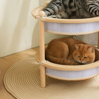 Two-Tier Cat Bed Stable Cat Bed with Scratchsurface Wood Feline Furnishings Cats
