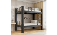 Double Bunk Bed Matte Black Metal Bunk Bed Heavy-Duty Furniture for Roommates, Students, Shared Bedrooms, Dorm Rooms Housing