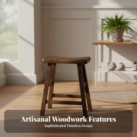 Long-Lasting Chicken Feather Wood Stool Curved Seat Backless Wooden Stool Handmade Household Furniture Easy to Clean for Adults, Families, Homeowners, Living Room, Entryway, Bedroom, Breakfast Nook