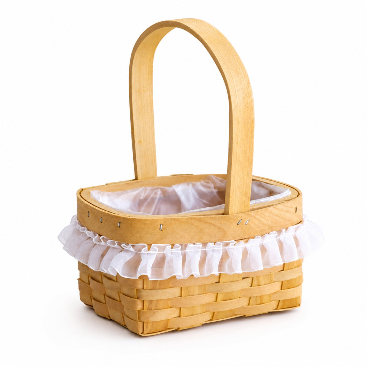 Oval Small Basket with Handle Woven Flower Basket Natural Cute for Florists, Crafters, Weddings, Home Decor, Picnics