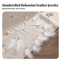 Feather Headband Ethnic Influenced Bohemian Feather Headdress Adjustable Size Bohemian Tassel Hairband for Women, Girls, Vacation, Festivals, Parties
