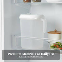 Refrigerator Drink Pitcher with Lid Heat Resistant Cold Water Pitcher Space Saving Design Fridge Door Water Jug for Restaurant, Parties, Bar