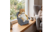 Cat Figurine with Solar Light Decorative Tabletop Ornament Small for Balcony
