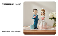 Creative Design Bride and Groom Figurine Detailed Craftsmanship Newlywed Couple Figures Cute Cartoon Design for Anniversary, Bridal Shower