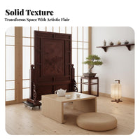 Chinese Design Partition Double-Sided Carving Carved Wooden Screen Traditional Oriental Design Solid Wood Floor Screen for Entryway, Study