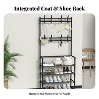 Complete Design composite Coat and Shoe Rack Multifunctional Coat and Shoe Rack Combo Space-Saving Entryway Organizer Multi-Functional hangers for Families, Students, property owners, Hallway, Mudroom, Dorm Room, Bedroom