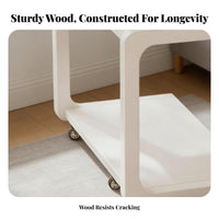 hinged lid Storage Rolling C-Shaped Side Table Multi-Functional Nightstand Mobile with casters Household Furniture Easy Assembly for Apartment Dwellers, Students, Remote Workers, Living Room, Bedroom, Small Spaces, Home Office
