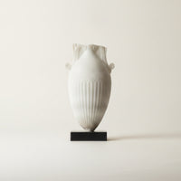 Classical Urn with Base Tall Faux Jade Vase Textured Resin Vase with Handles for Simplicity Lovers, Living Room