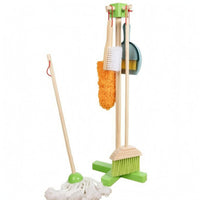 6 Pieces Wooden Cleaning Toy Set Easy to Storage Pretend Play Kit Skill-Building