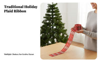 Vintage Design Christmas Burlap Ribbon Easy to Shape Wired Plaid Ribbon Multi-Purpose for DIY Enthusiasts, Home Decorators, Gift Wrapping