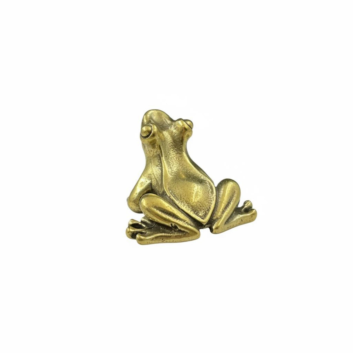 Retro Design Brass Frog Figurine Collectible Mini Frog Figurine Fine Workmanship Tea Pet Hand Polished for Feng Shui Enthusiasts, Collectors, Desktop, Office, Car Dashboard