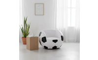 2 Pieces Matching Footstool Soccer Ball Chair Creative Design Football Armchair Comfortable Sports Theme Chair Set Swivel Base for Teens, Kids, Playroom, Game Room, Bedroom
