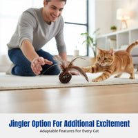Cat Toy, Woven Ball with Feathers, Durable Indoor Pet Entertainment, Optional Bell