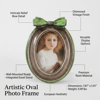 Photo Frame with Embossed Vintage Design for Home Decor, Oval Picture Display in European Style, Resin Family Wall Lightweight Decorative