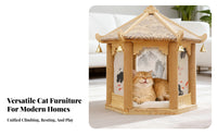 Space Saving Chinese Design Cat Tree Stable Structure Cat Condo with Scratching Posts Sturdy Construction for Cats, Kittens, Indoors