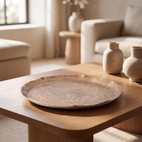 Hammered Aluminum Tray Metal Shallow Display Tray Distressed for Tabletop, Living Room, Entryway