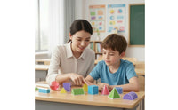 24 Pieces Geometry Teaching Model Kit Brightly Colored Geometric Shapes with Storage Box Educational Geometry Manipulatives for Tutors, Classroom