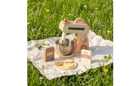 Wooden Kitchen Appliance Set Mixer with Accessories Realistic Wooden Mixer Set Interactive Playset for Daycare