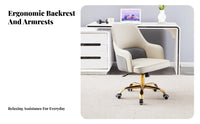 Minimalist Design Upholstered rotating Chair with Casters High backrest backrestrest Adjustable Rolling Chair Easy Assembly Office Furniture for Students, work-from-home Workers, Study Room, Bedroom, Workplace