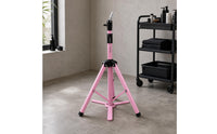 Telescoping Pole Hairpiece Tripod Stand Foot Pedal Adjustable Hairpiece Tripod Foldable Mannequin Head Stand Black Hardware