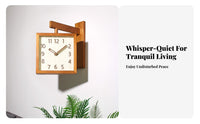 Double-Sided Wall Clock Non-Ticking Corner Wall Clock Silent Movement Minimalist Design for Hallway