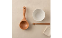 Beech Wood Spoon Long Handle Wooden Ladle Soup Ladle with Hanging Hole Deep Bowl Wooden Serving Spoon Smooth for Home Cooks
