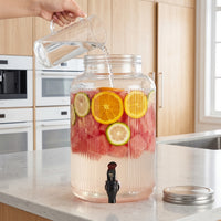 Cold Water Dispenser with Infuser, High Borosilicate Glass Beer Dispenser, Large Capacity Juice Dispenser for Party, Modern Minimalist Style