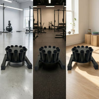 Matte Black Barbell Storage Rack with 10 Slots Stable Vertical Bar Storage Rack Compact Standard Bar Stand Universal for Fitness Studio