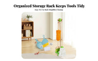 Role-Play Wooden Cleaning Toy Set Early Learning Kids Cleaning Playset Storage Stand Toy Mop and Broom Set Bright Colors for Children