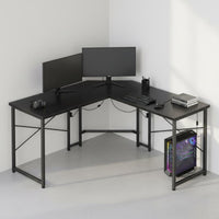Space Saving Design L-Shaped Gaming Desk Ample Workspace Corner Computer Desk Spacious Desktop L-Form Computer Table Sturdy Metal Frame for Gamers, Students, Bedroom
