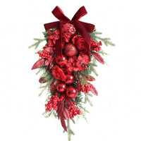 Teardrop Wreath Large Bow Christmas Wreath Layered Floral Christmas Swag for Wall