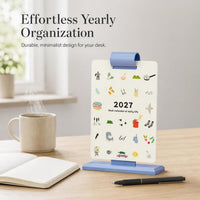 2027 Desktop Calendar with Planner and Memo Pad, Stylish Design for Students and Office