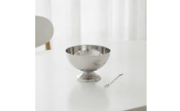 Dessert Bowl with Fork Low Foot Stainless Steel Pedestal Bowl Compact Serving Dish for Hosts