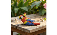 Parrot Figurine with Branch Carved Resin Parrot Statue Outdoor Ornament for Bonsai