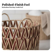 Handwoven Design Woven Laundry Hamper with Lid Large Capacity Clothes Bin Breathable Weave Household Storage Side Handles for College Students, Homeowners, Hotel Managers, Bathroom, Bedroom, Dorm Room, Closet