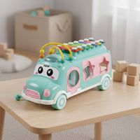 Bus Xylophone Toy Multifunctional Pull Along Activity Bus Early Educational