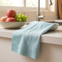 Fish Scale Microfiber Microfibre Cloth for Window Wipes, High Absorption Quick-Dry Glass and Kitchen Cleaning Cloth with Reinforced Edges, 1pc