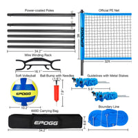 Powder-Coated Outdoor Volleyball Court Set Carrying Bag Volleyball Net System