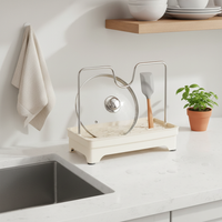 Stainless Steel Pot Lid Holder with Drain Rack for Kitchen Countertop Sink