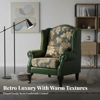 Highrear backrest Chair USA-inspiredaesthetic & construction Upholstered side-shield armchair Vintage Look Single Sofa for Readers, Home Decorators, Study, Bedroom, Office