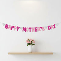 Easy to Hang Joyful Mother's Day Banner DIY Assembly Mother's Day Glitter Garland Premium Cardstock Glitter Letter Garland