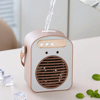 Rechargeable Desktop Fan with Humidifier Compact Portable Air Cooler Cordless Mist Fan Lightweight for Office Workers, Students, Desk, Bedside Table
