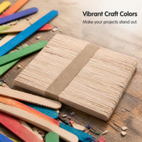 Craft Wood Sticks for DIY Projects - Ice Cream Bar Sticks, Colored Popsicle Sticks, Craft Wood Pieces