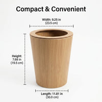 Wood Waste Bin, 6L Round Litter Bin, 30 cm Height, Wood Grain Finish, Rubbish Bin for Bathroom, Living Room, Hotel, Dormitory