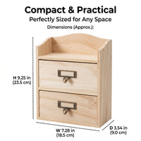 Wood Desktop Storage Drawers, 18L Desk Accessories & Storage for Students, Modern Office Organizer with 2 Drawers