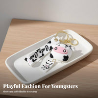 Cute Design Cartoon Cow Keychain Fashionable Cow Figure Key Loop Soft Material for Children, Teenagers, Car Keys, Backpack Decoration